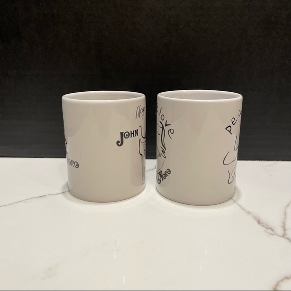 John Lennon & Yoko Ono Peace Sign Hug Close Coffee & Tea Mug Lot of 2 - Picture 4 of 8